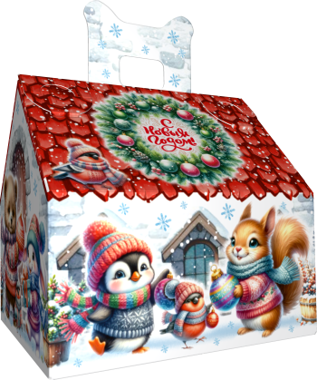 Коробка новогодняя подарочная Когда приходит праздник, 133х116х126 (+45) мм (домик) — изображение 5